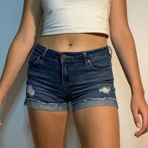 celebrity pink Ripped jean shorts